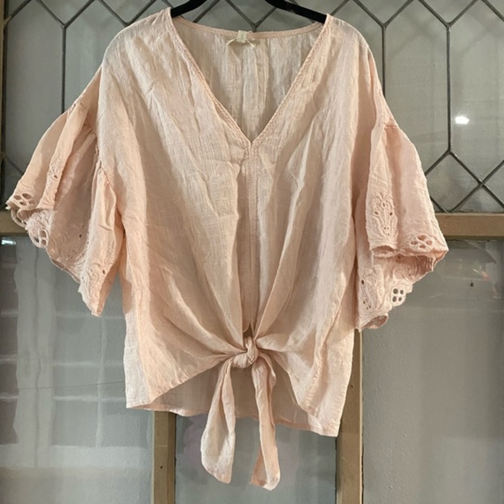Blush sheer top by MAX STUDIO! Big sleeves are back! Perfect for Easter😍NWT😍